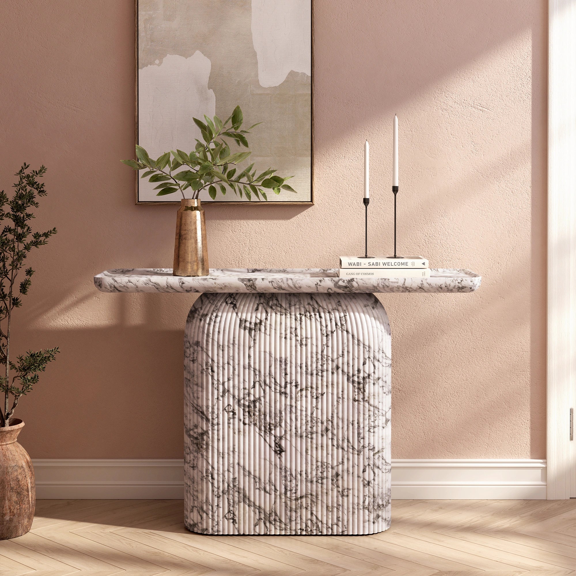 Capri Console Table #finish_faux-white-marble