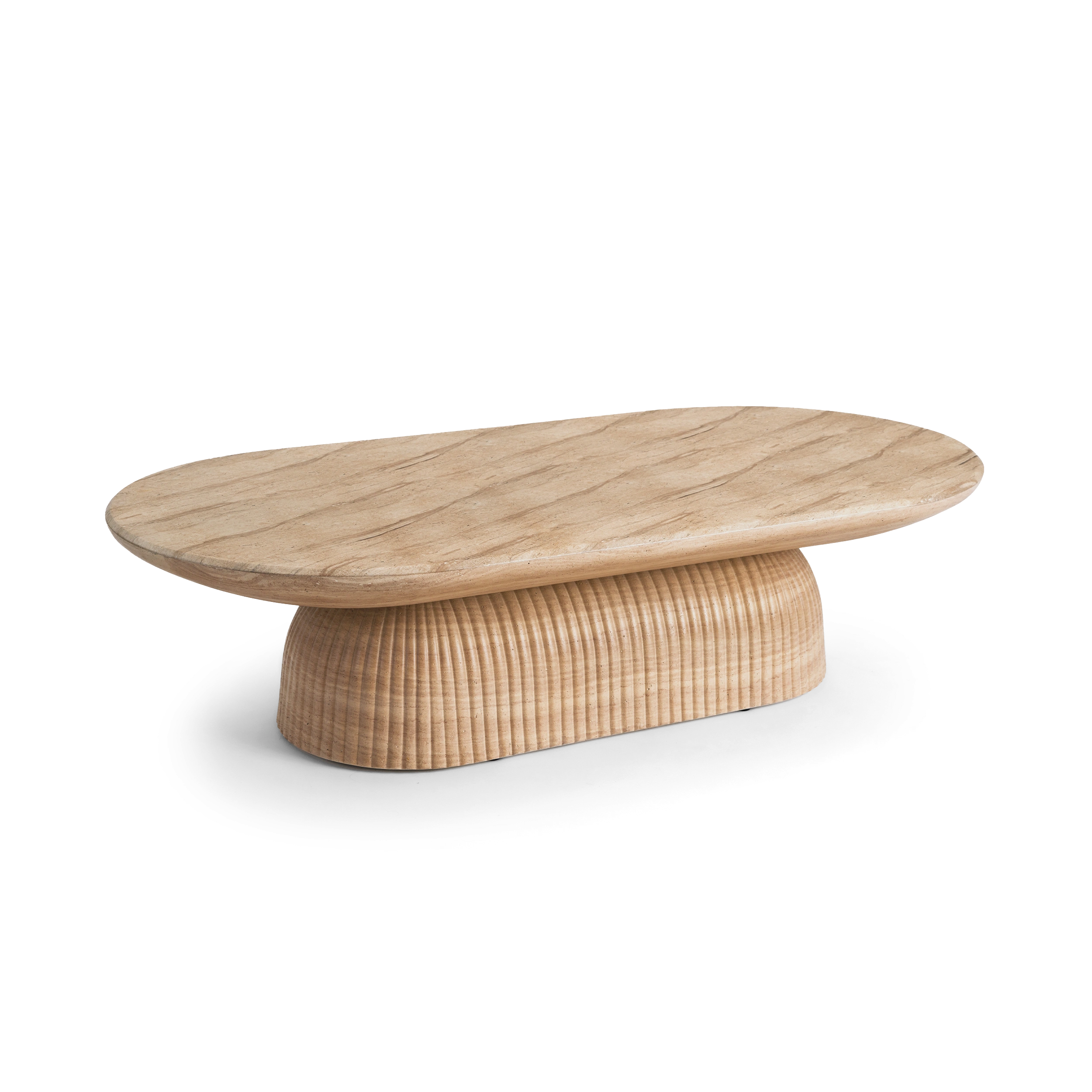 Maddox Pill Coffee Table #finish_faux-travertine