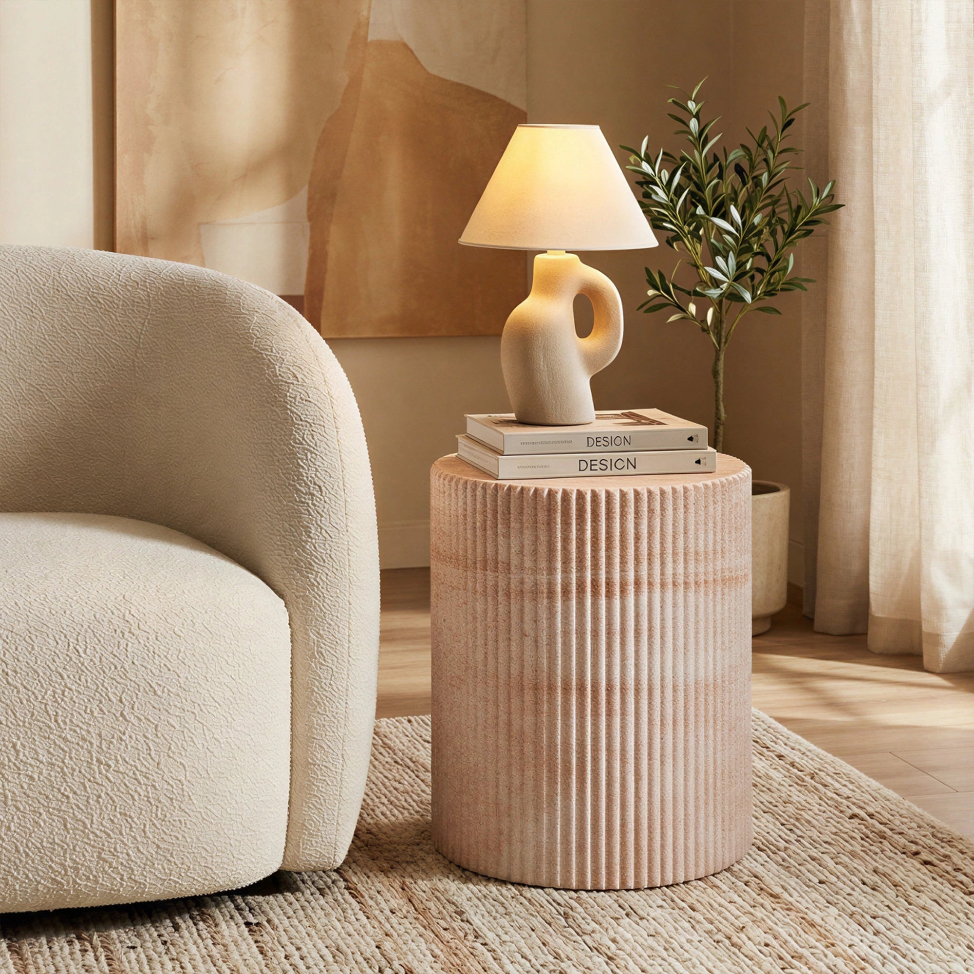 Maru Side Table #finish_faux-travertine
